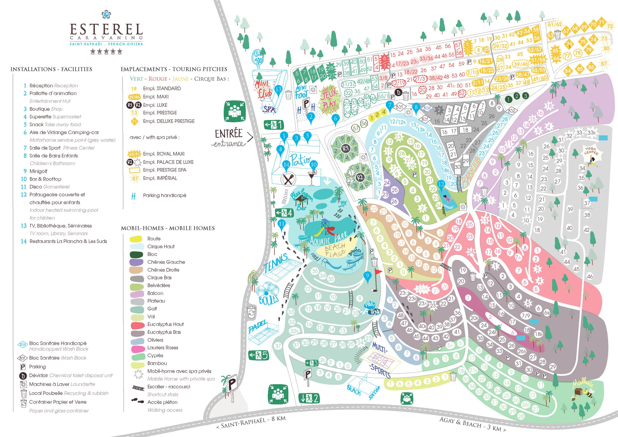 Plan du camping Esterel Caravaning 2026